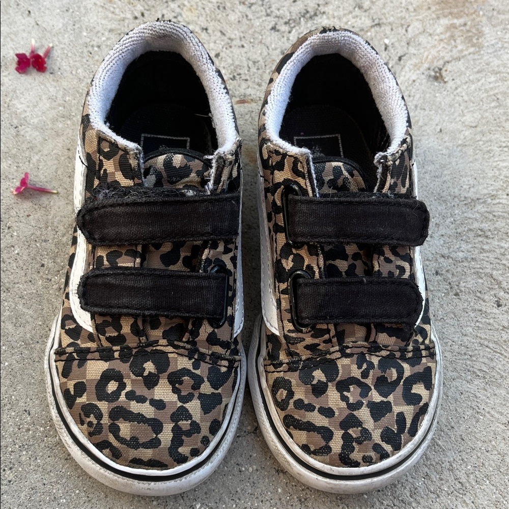 Leopard Print Kids Shoes with Black Straps